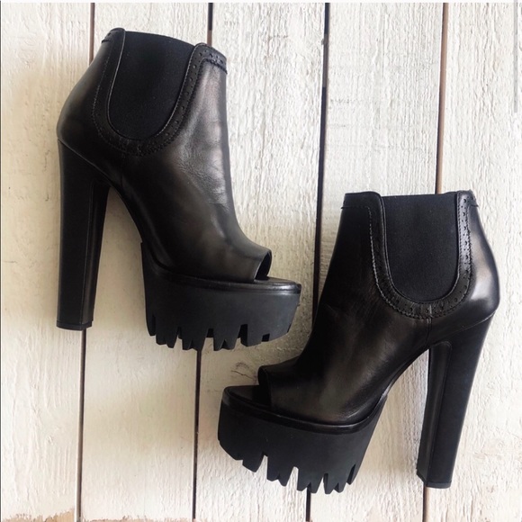 versace platform peep toe bootie